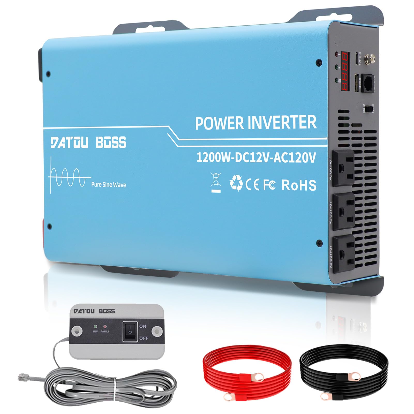 Amazon.com: DATOUBOSS 2400W Power Inverter 1200 Watt Pure Sine